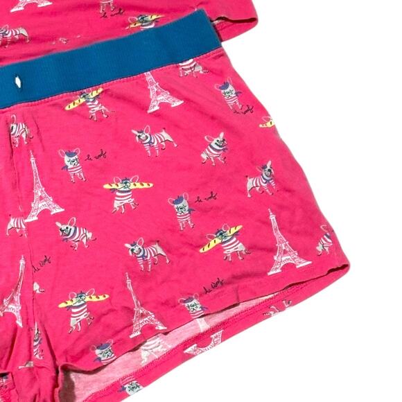 Dogs in Paris Pajama Set - Size L - Thumb Holes Long Sleeve Top with Shorts - Picture 4 of 15